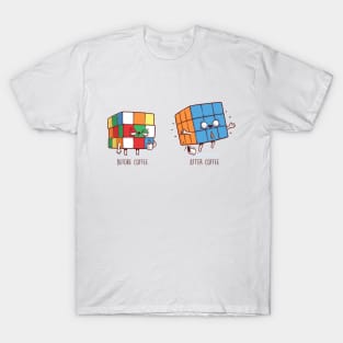 Before and After Coffee (Rubik cube) T-Shirt